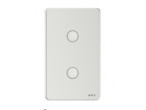 [SNBR022] Công tắc cảm ứng 2 nút chữ nhật trắng Athena