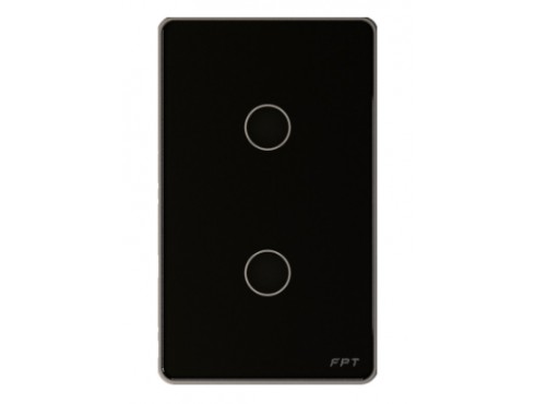 [SNBR027] Công tắc cảm ứng 2 nút chữ nhật đen Athena