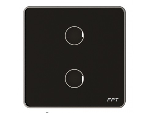 [SNBR0114] Công tắc cảm ứng 2 nút vuông đen Athena