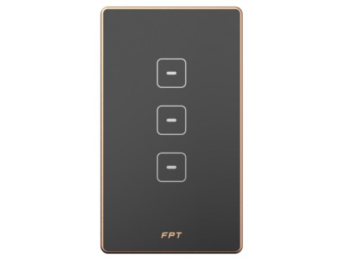 [SNZD0169] Công tắc cảm ứng 3 nút chữ nhật đen - Hera