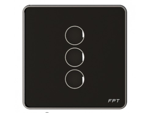 [SNBR0115] Công tắc cảm ứng 3 nút vuông đen Athena