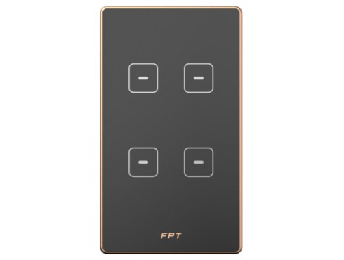 [SNZD0173] Công tắc cảm ứng 4 nút chữ nhật đen - Hera