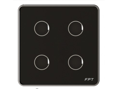 [SNBR0116] Công tắc cảm ứng 4 nút vuông đen Athena