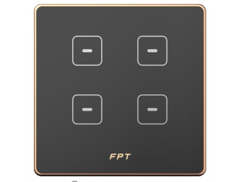 [SNZD0149] Công tắc cảm ứng 4 nút vuông đen Hera