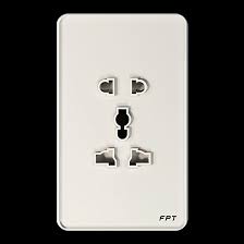 [PB0R011] Ổ cắm mặt kính âm tường chữ nhật trắng Athena