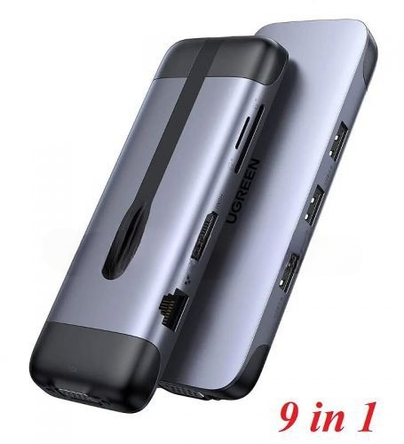 [CM286] Bộ chuyển đổi USB-C sang 3*USB 3.0+HDMI/VGA+RJ45+SD&TF Ugreen